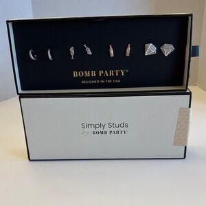 Bomb Party Simply Studs Earring Set - Cubic Zirconia Rhodium & Rose Gold Plated